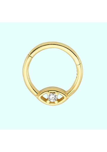 Altın Halka Piercing Tektaş Göz 14 Ayar