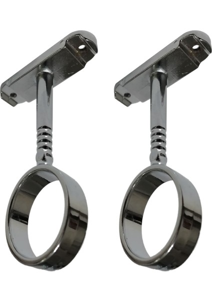 Düz Flanşlı Lüks Yuvarlak Krom Dolap Askı Aparatı - Boru Çapı 25 Mm (2 Adet)