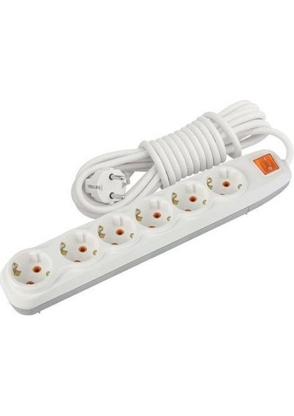 6lı Anahtarlı Grup Priz Kordonlu 2m