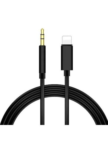 iPhone Uyumlu Lightning 3.5 mm Aux Çevirici Kablo Siyah 1 mt