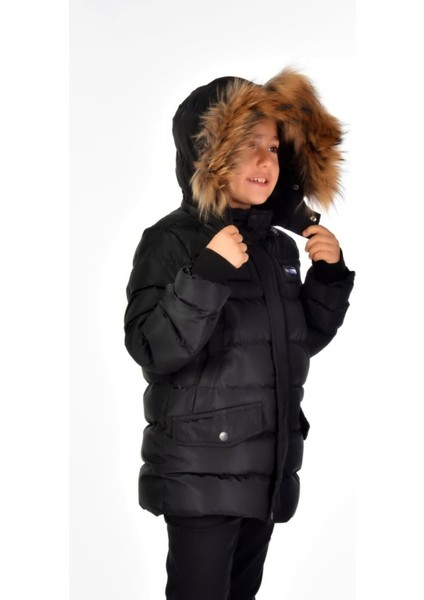Natürel Kürklü Erkek Çocuk Şişme Mont 51246 modelleri