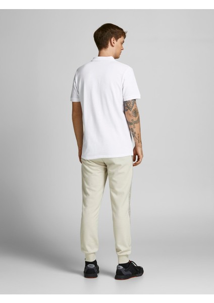 Jack & Jones 12207491_Jcojake Polo Ss Fst Polo Yaka Regular Fit Düz Beyaz Erkek T-Shirt