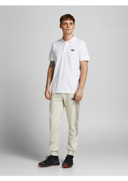 Jack & Jones 12207491_Jcojake Polo Ss Fst Polo Yaka Regular Fit Düz Beyaz Erkek T-Shirt