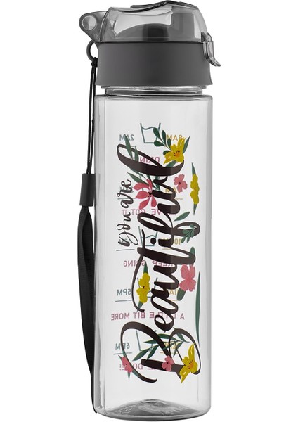 Şeffaf Beautiful Baskılı Plastik Matara