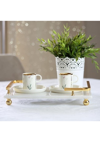 Mermer Beyaz Altın Boncuk Ayak L Dizayn 30X20 cm Tepsi fiyatları
