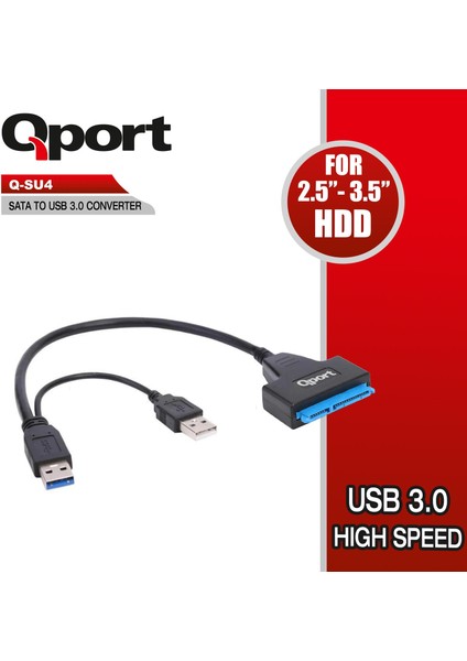 Q-Su4 16 cm Usb-2.5'' 3.5'' Sata Disk Dönüştürücü