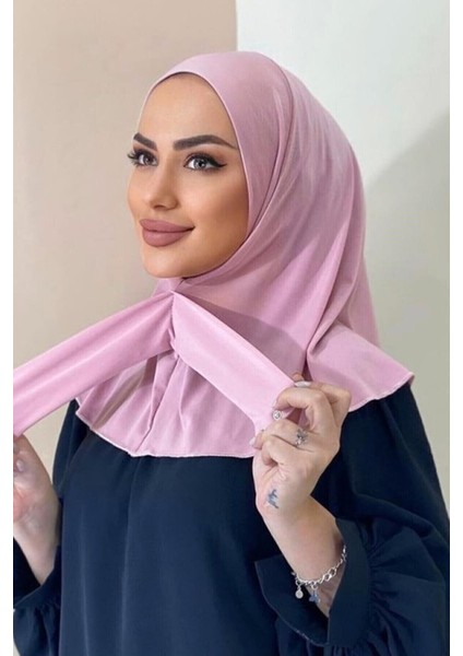 Moda Mevsimi Çıt Çıt Hazır Eşarp Çıtçıtlı Hijab Hazır Eşarp Pudra