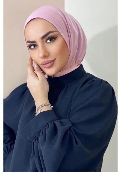 Moda Mevsimi Çıt Çıt Hazır Eşarp Çıtçıtlı Hijab Hazır Eşarp Pudra