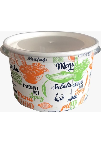 16 Oz Karton Çorba Kahsesi Kapaklı 50'li