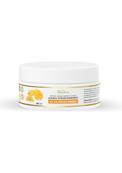 Naturepro Yoğun Nemlendiricili Aynısefa ve Ölmez Çiçeği Özlü El ve Vücut Kremi 160 Ml.