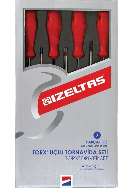Izeltaş Torx Uçlu Tornavida Seti 7 Parça
