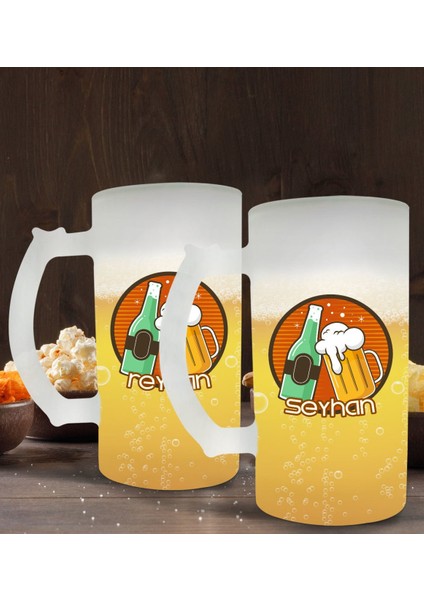 Kişiye Özel Isimli 2’li Buzlu Cam Bira Bardağı 50CL-111
