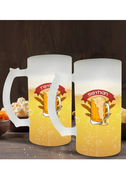 Kişiye Özel Isimli 2’li Buzlu Cam Bira Bardağı 50CL-105