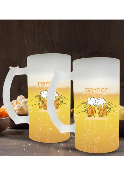 Kişiye Özel Isimli 2’li Buzlu Cam Bira Bardağı 50CL-103