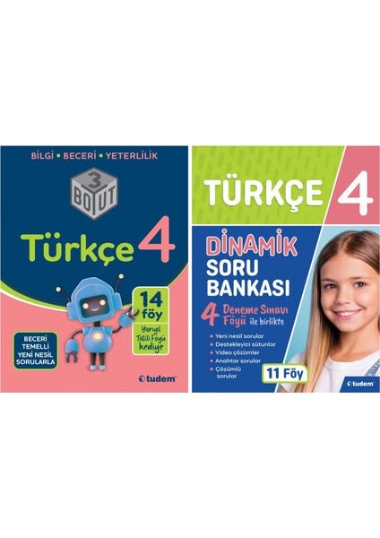 Tudem Yayınları 4. Sınıf Türkçe 2'li Set (Dinamik + 3 Boyut)