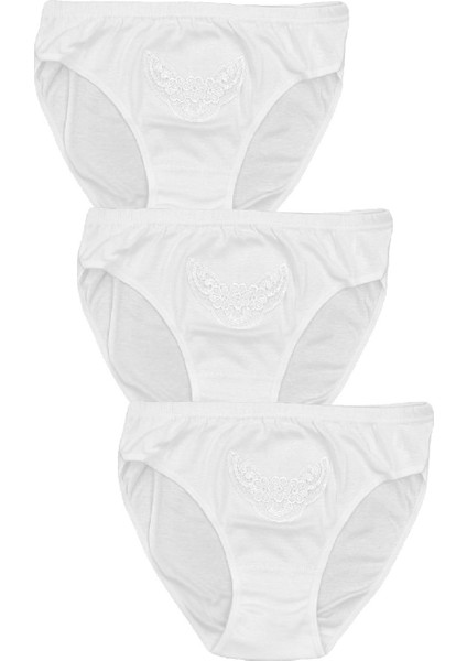 Kadın Pamuklu Penyesi Ribana Bikini Normal Bel Slip Klasik Beyaz Güpürlü Külot 6'lı fiyatları