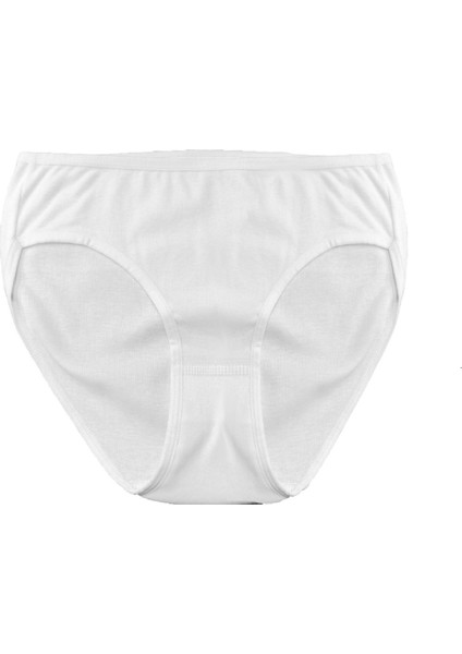 Kadın Pamuklu Penyesi Ribana Bikini Normal Bel Slip Klasik Beyaz Biyli Külot