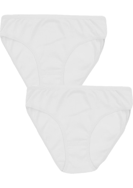 Kadın Pamuklu Penyesi Ribana Bikini Normal Bel Slip Klasik Biyli Külot 2'li