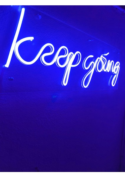 Keep Going Neon LED Duvar Yazısı Dekoratif Işıklı Gece Lambası Duvar Süsü