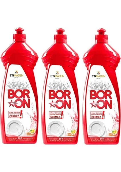 Boron Elde Yıkama Bulaşık Temizlik Ürünü 650 ml x 3