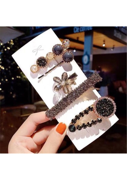 Accesories Trend Moda Yeni Seri Zirkon Taşlı Pens Toka Seti 5'li