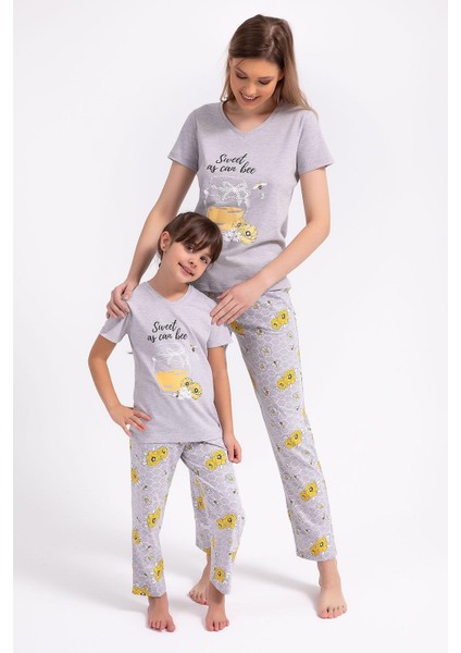 Sweet As Can Bee Kadın Pijama Takımı 2771-S - Gri Melanj fiyatları
