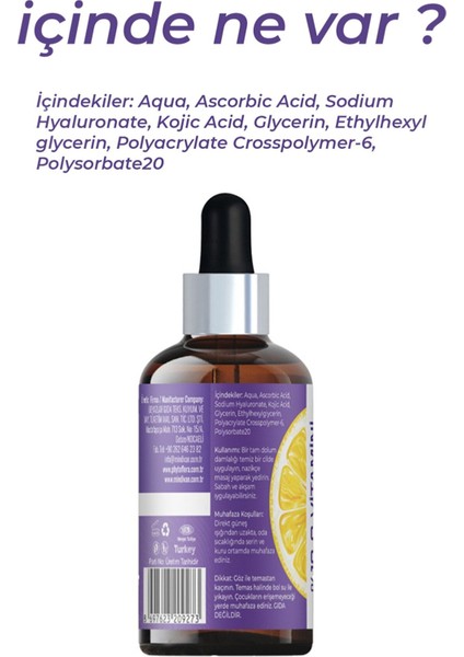 Hyaluronik Asit ve C Vitaminili Cilt Serumu 30 ml