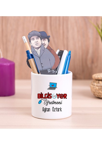 Kişiye Özel Bilgisayar Öğretmeni Seramik Kalemlik