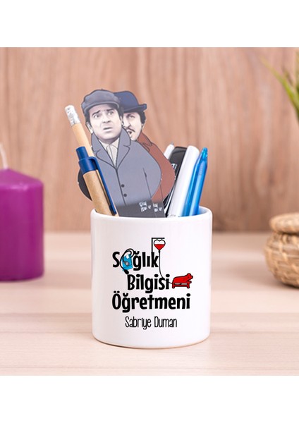 Kişiye Özel Sağlık Bilgisi Öğretmeni Seramik Kalemlik