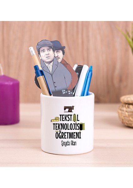 Kişiye Özel Tekstil Teknolojisi Öğretmeni Seramik Kalemlik