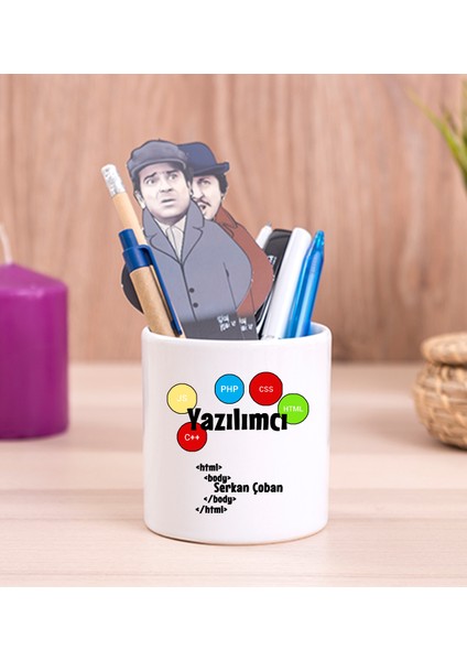 Kişiye Özel Yazılımcı Seramik Kalemlik