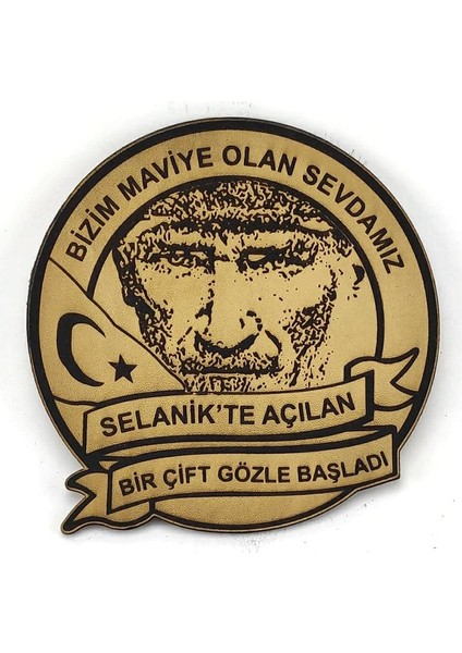 Atatürk Deri Peç Bizim Maviye Olan Sevdamız- Arma - Askeri Patch