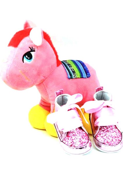 Pembe Simli Bebek Ayakkabısı