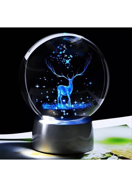 Geyik Temalı 3D Renkli Işıklı Cam Küre fiyatları