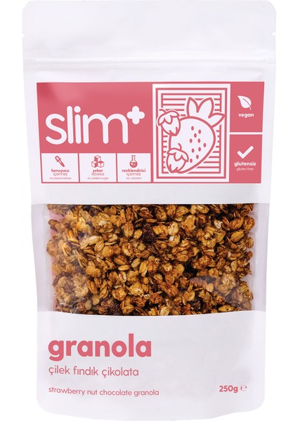 3 Paket Çikolata Çilek Fındık Glutensiz Ilave Şekersiz Vegan Granola 250gr