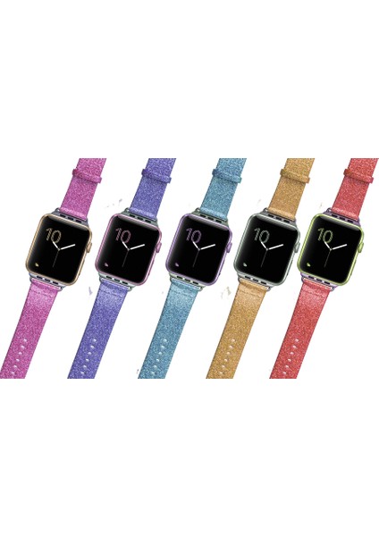 Apple Watch Uyumlu 7 41MM 6-5-4 40MM Kordon Kayış Parlak Deri 3-2-1 38MM