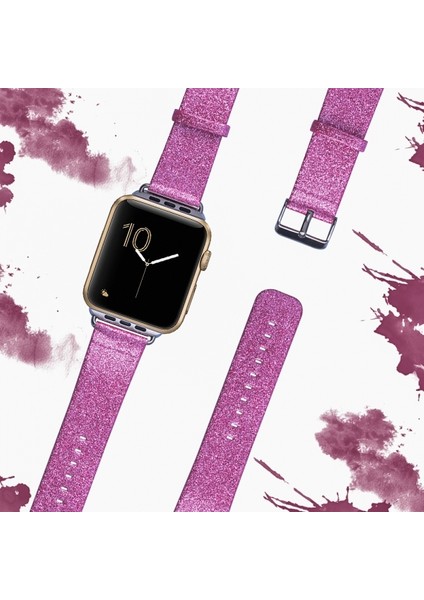 Apple Watch Uyumlu 7 41MM 6-5-4 40MM Kordon Kayış Parlak Deri 3-2-1 38MM