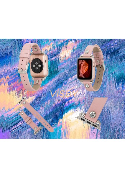 Apple Watch Uyumlu Deri Kordon Visby 38-40-41MM Ferro Nu2 Pembe