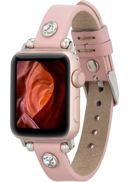 Apple Watch Uyumlu Deri Kordon Visby 38-40-41MM Ferro Nu2 Pembe