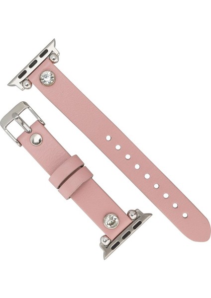 Apple Watch Uyumlu Deri Kordon Visby 38-40-41MM Ferro Nu2 Pembe