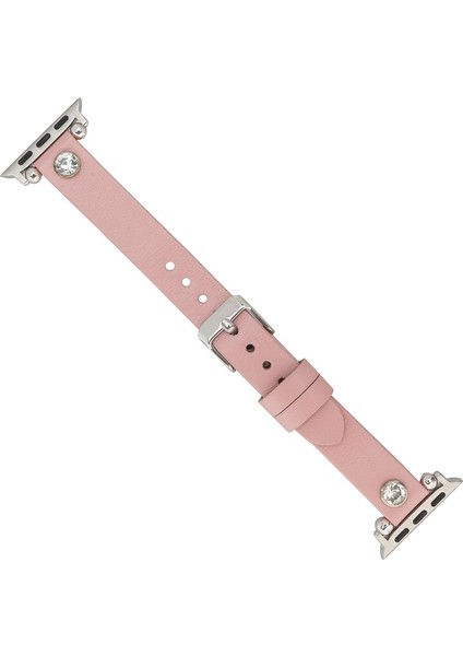 Apple Watch Uyumlu Deri Kordon Visby 38-40-41MM Ferro Nu2 Pembe