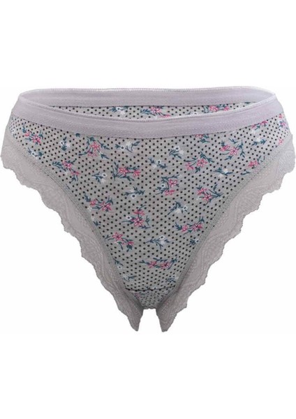 6'lı Paket Tutku 0528 Nil Desenli Dantelli Elastan Bayan Bikini Külot