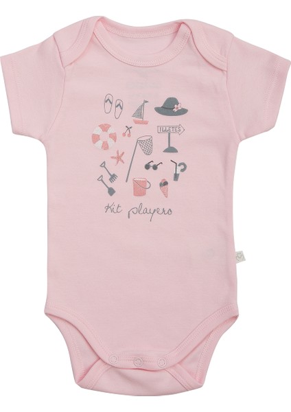 Organik Kısa Kollu Body,pembe