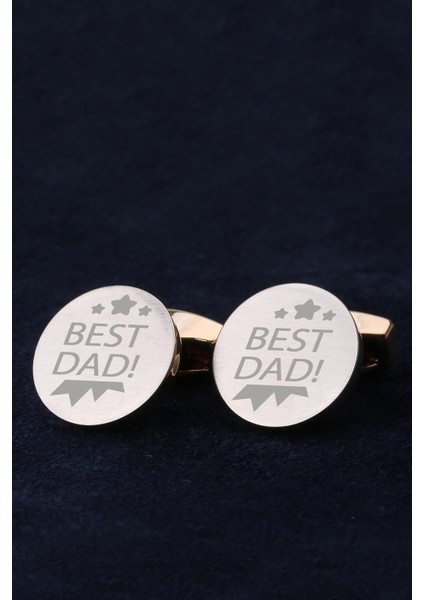 Babaya Özel Hediye Best Dad Altın Renk Kol Düğmesi