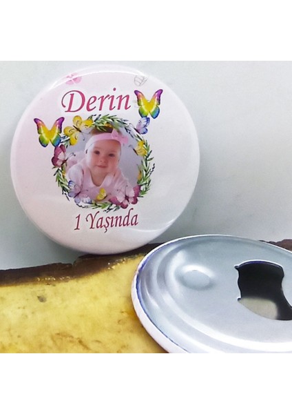 10 Adet Kelebek Konsepet Doğum Günü Partisi Baskılı Resimli Metal Magnet Açacak 58 mm Doğum Günü Si