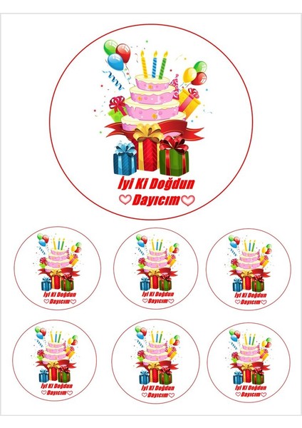 Yenilebilir Pasta Resmi Pirinç Kağıdından Iyi Ki Doğdun Dayıcım 6-8-10 Kişilik Pastaya Uygun 16 cm