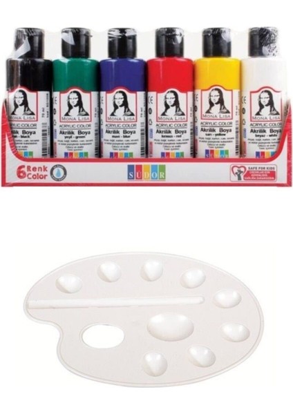 SD1006 Monalisa Akrilik Boya 70ML 6 Lı Set ve Büyük Resim Paleti