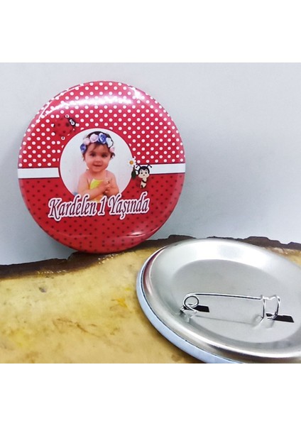 10 Adet Uğur Böceği Doğum Günü Rozeti Resimli Metal 6 cm Iğneli Yaka Rozeti