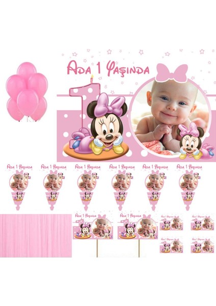 Minnie Mouse Doğum Günü Süsleme Seti, 1 Yaş Doğum Günü Süsleri