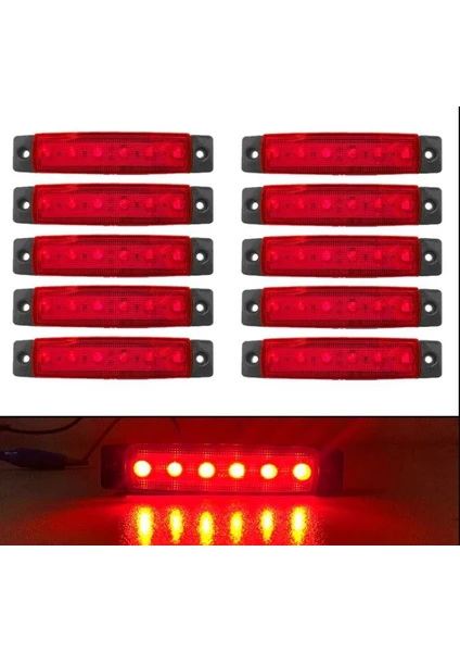 Parmak LED 12 ve 24 Volt Çalışma Özelliği Su Geçirmez (10 Adet)Kırmızı